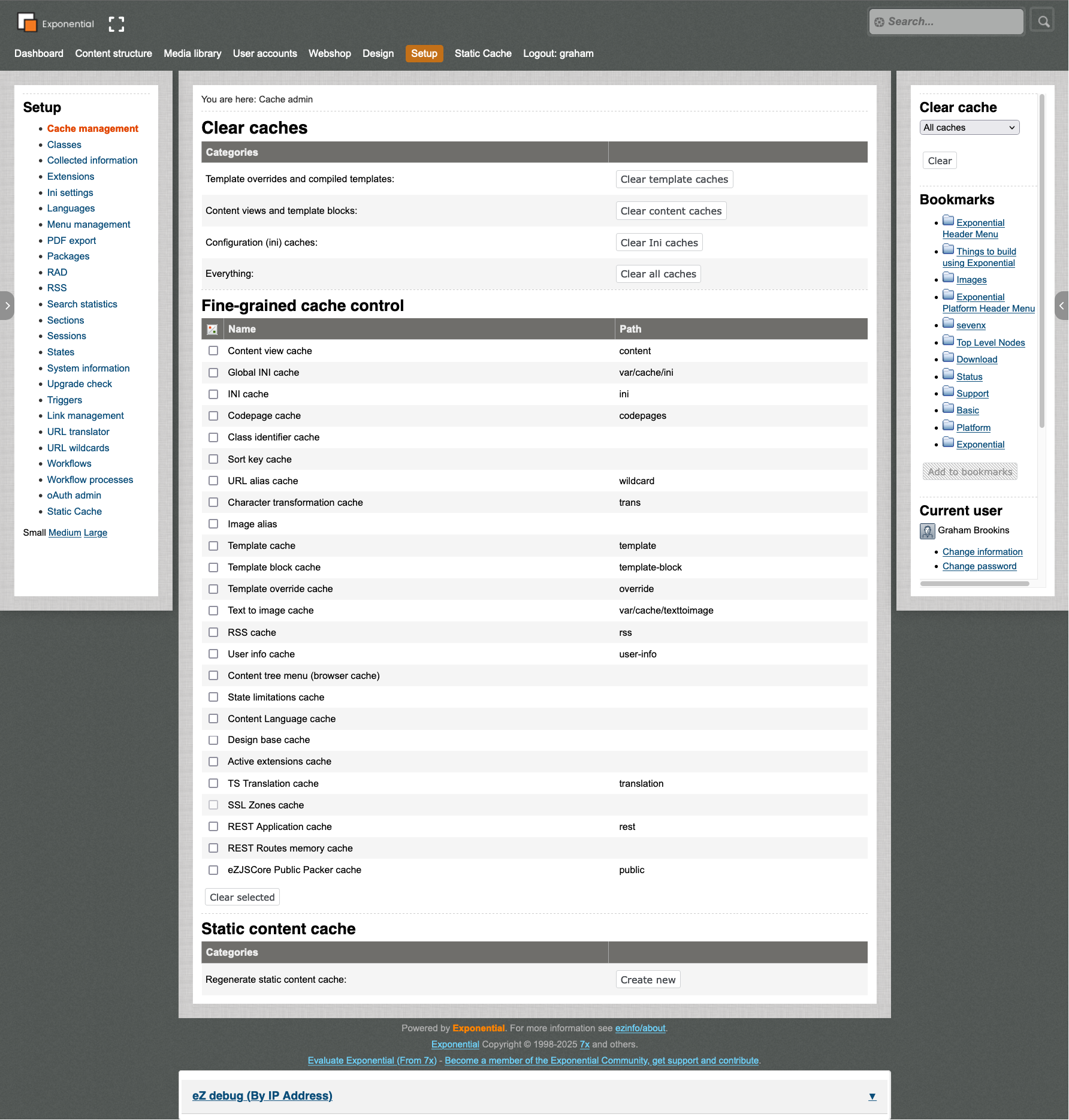 Exponential Project - Admin Cache admin
